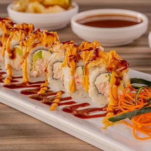 a sushi roll on a plate