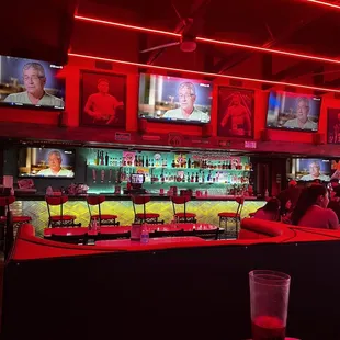 Seating with red tube lights