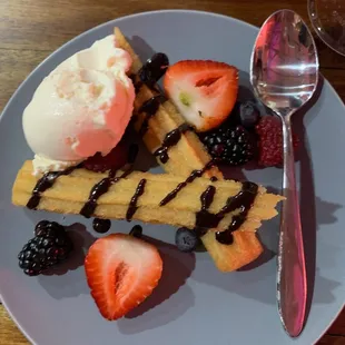 Dessert: churros with chocolate sauce