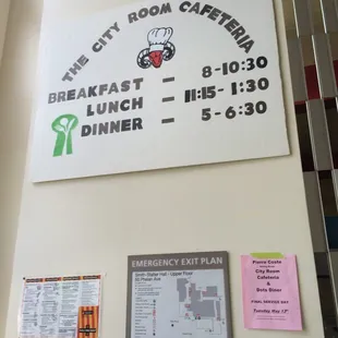 As of June 2014 - CCSF Cafeteria hours