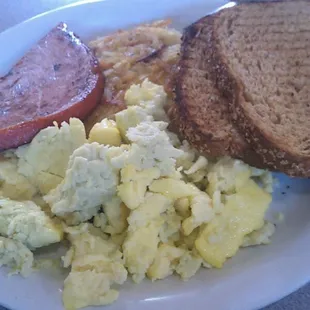 Eggs, Ham, Hashbrowns, and Toast