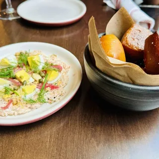 House Smoked Salmon Dip, Crushed Pretzel