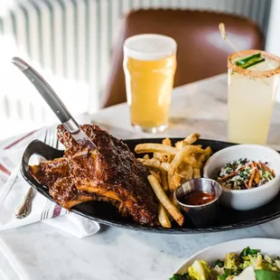 36-Hour Pork Ribs with Fries &amp; Crispy Brussels Sprouts.