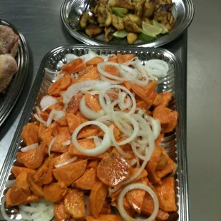 Steamed Sweet Potatoes and Onions.