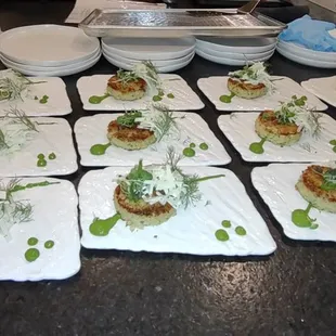 Mascarpone Crab Cakes, Apple-Jicima slaw, green goddess dressing