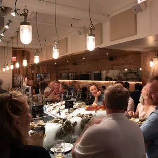 A relaxed, casual raw bar atmosphere.