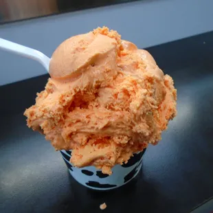 Carrot cake ice cream with glazed walnuts.