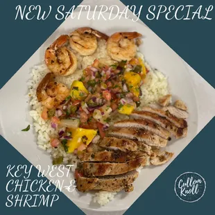 a plate of chicken and rice