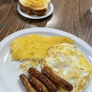 Eggs with sausage links