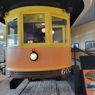 Restored interurban railcar that you can sit inside and dine.