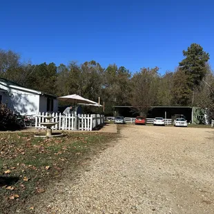 Outside parking and seating
