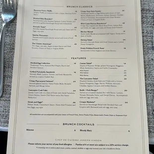 a menu for a restaurant