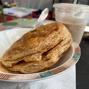 potato &amp; chorizo empanada &amp; iced cafe con leche