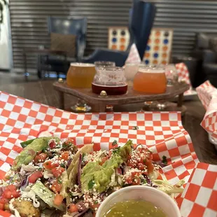Tacos and beer flight