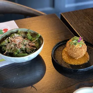 Shishito Peppers and Croquette