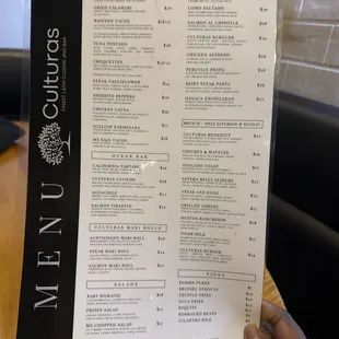 Menu includes brunch and dinner