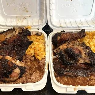 Large Jerk Chicken Combination Platter with Mac &amp; Cheese and Rice &amp; Beans