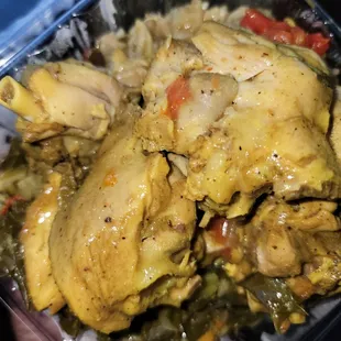 Curry Chicken, Peas and Rice and Collard Greens!!