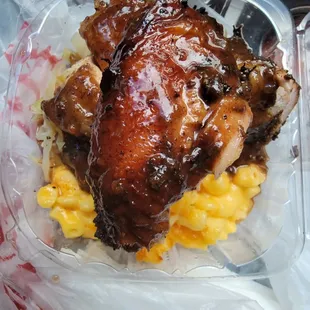 Jerk Chicken,  Macaroni and Cheese, and Cabbage!!