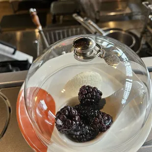 Blackberries and cheese....I forgot the name.