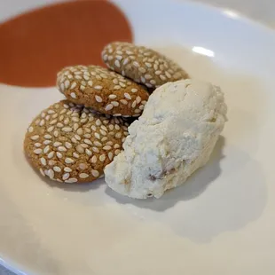 a plate of cookies and ice cream