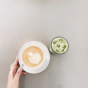 matcha and vanilla latte