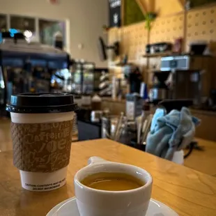 Espresso and drip coffee