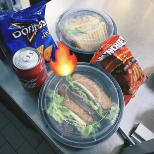 Bomb sandwich and chips