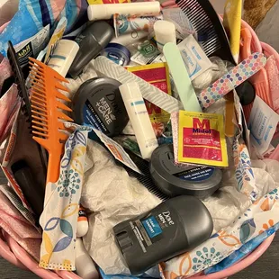 A little essential basket in the bathroom