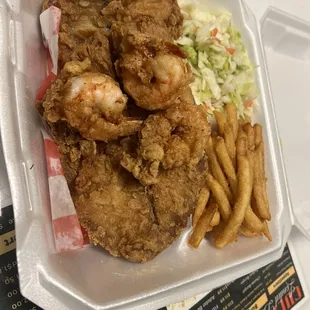 Fish, shrimp, coleslaw &amp; fries box