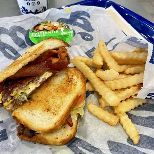 Bacon Deluxe on Grilled Sourdough was good but messy.