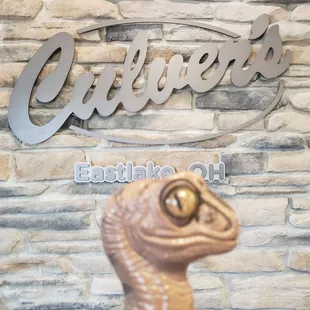 Bob the Raptor says "Nice to see Culver's Mammals in Eastlake!"
