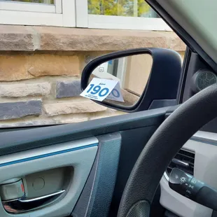 They stuck this on our mirror in case we had to pull over for a further wait (we didn't).