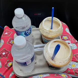 Note that our salted caramel shakes are so thick that the spoon sticks straight up!