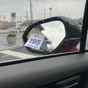 Sticker they place on your car to wait for your order.