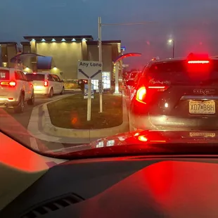 a view of a parking lot at night
