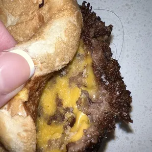 Hair in cheeseburger