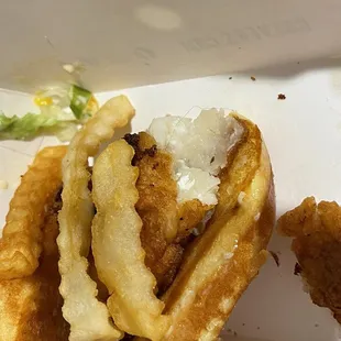 Fish Burger with long hair