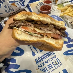 Double Mushroom and Swiss Burger