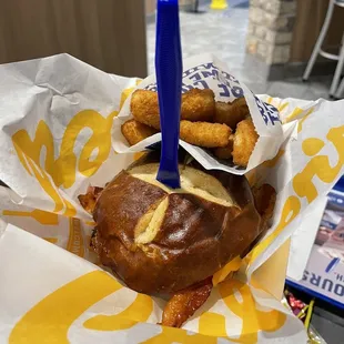 Pretzel Pub Burger and Cheese Curds