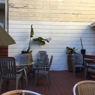 Outdoor seating perfect for good weathered afternoons. Enough seating for at least 20 people.