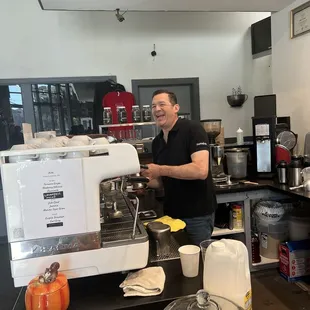 Roberto Romero serving his customers personally.