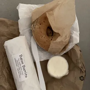 a bagel and a cup of coffee