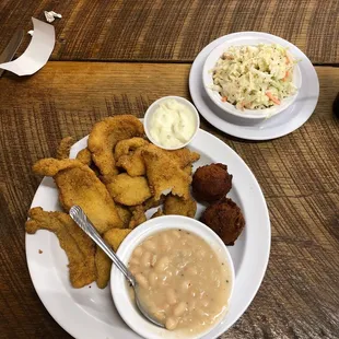 Fried Catfish with all the Fixin&apos;s, this This place is awesome! Great value and really delicious food.