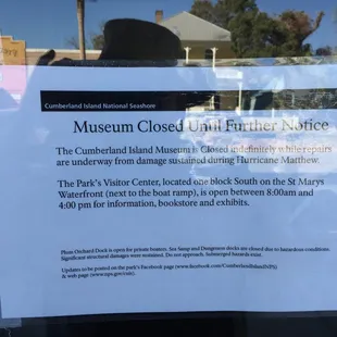 Closed during hurricane repairs.