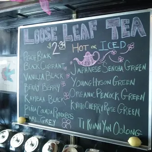 a chalkboard menu
