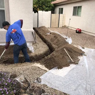A trench was neatly dug.