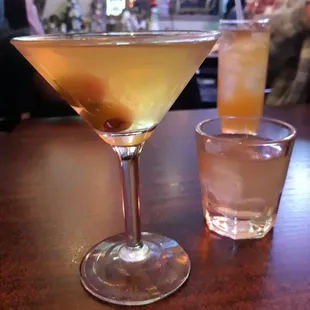 a close up of two glasses