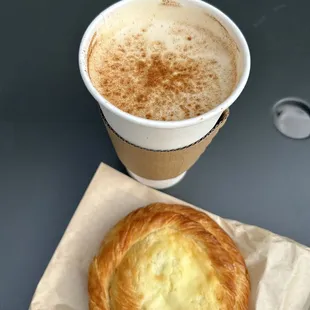 MASALA CHAI LATTE and chees DANISH
