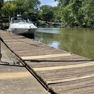 Boat dock on Harrods Creek! So awesome to watch the boats pull up and come in and dine!
